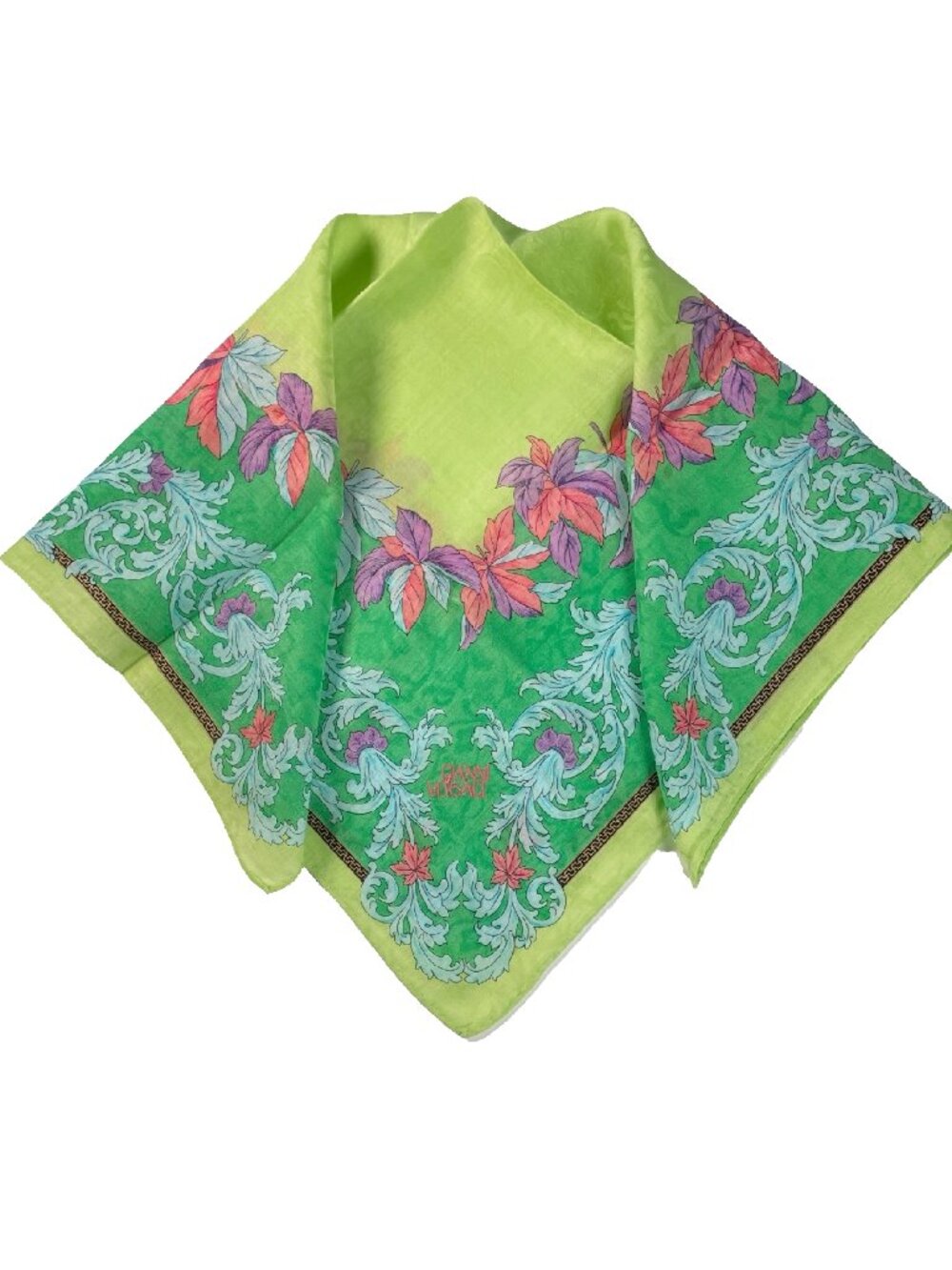 Vintage Versace Cotton Scarf Medusa inspired Floral Design